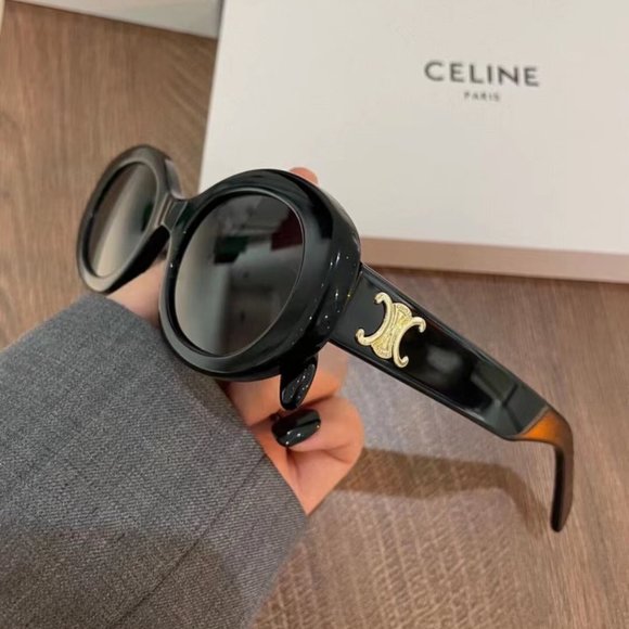 Celine Oval Sunglasses Triomphe Black - Picture 4 of 5
